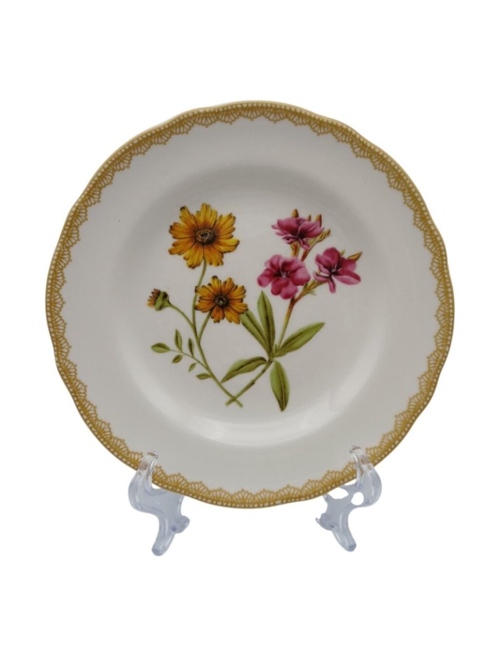 Biltmore Crochet Flower Salad Plates Set 4 Botanical Fine China 9” - Picture 3 of 10